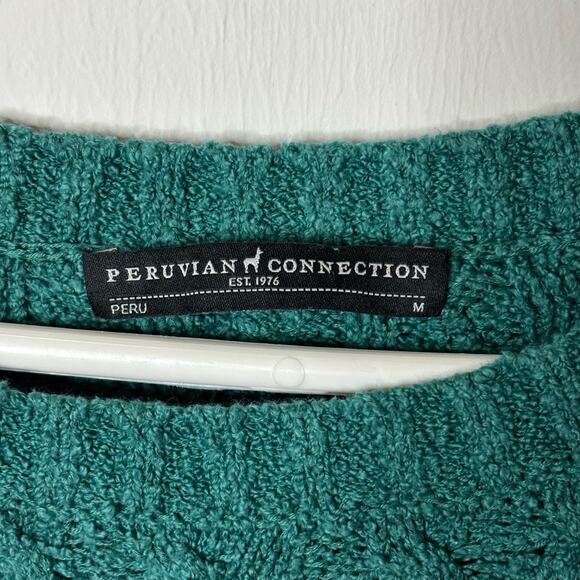 Peruvian Connection Cable Knit Flare Waist Sweater - Green - Women's Medium - Picture 5 of 7
